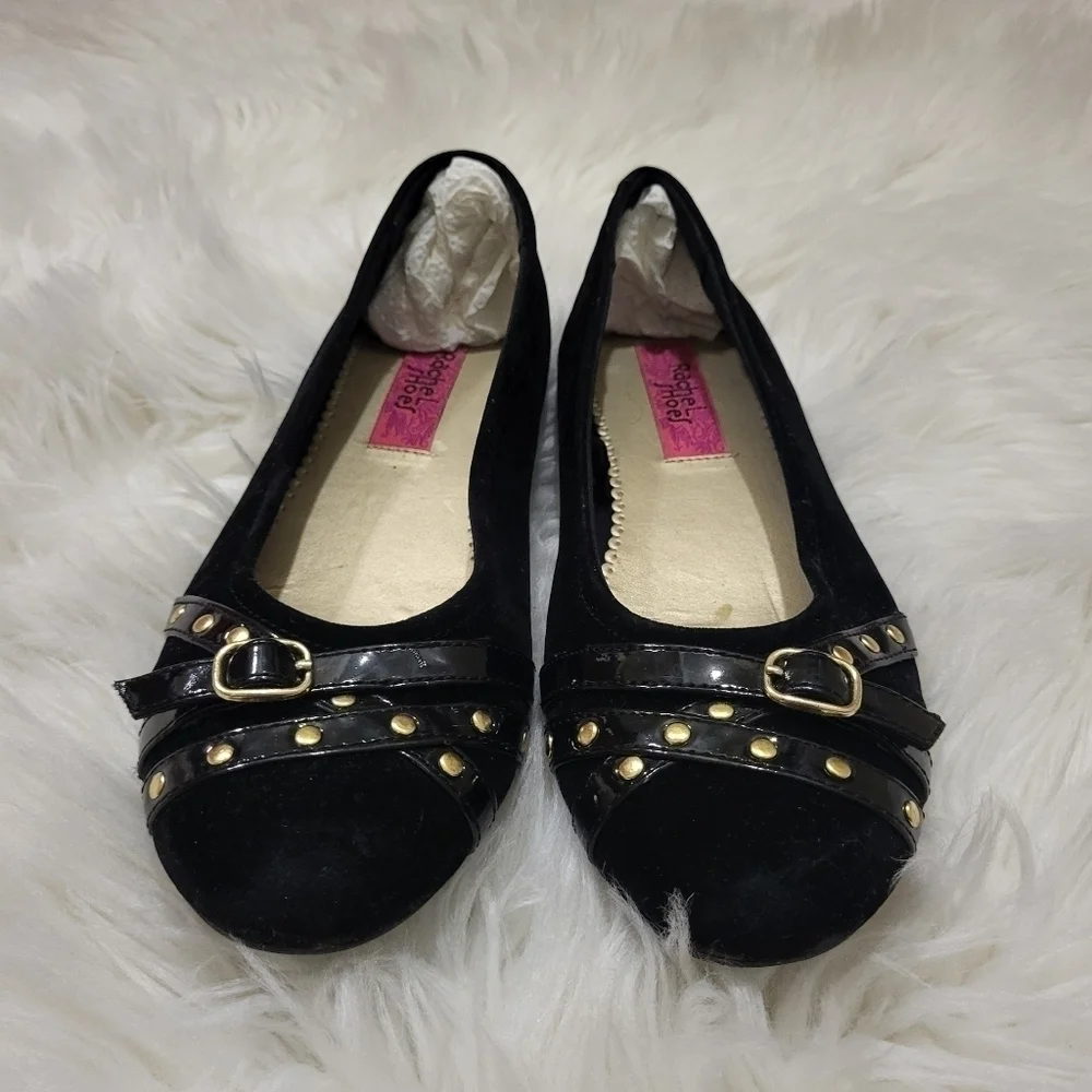 Racheal's Shoes (‎ Brand) Black Suede Studded GIirls Loafers Size 4